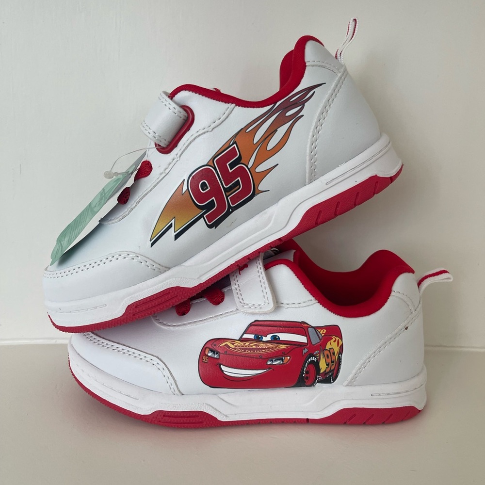 NWT Disney Cars Lightning McQueen White & Red Kids Sneakers Josmo Sz 12